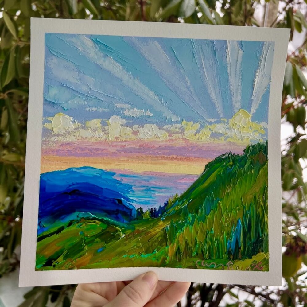 Colorado Hiking Sunset Original Oil Painting Wall Decor Travel New Mountains